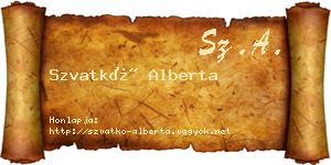 Szvatkó Alberta névjegykártya