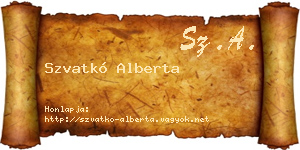 Szvatkó Alberta névjegykártya